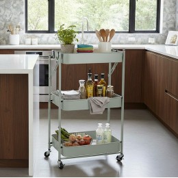 Carrito auxiliar de cocina plegable verde: funcional y decorativo