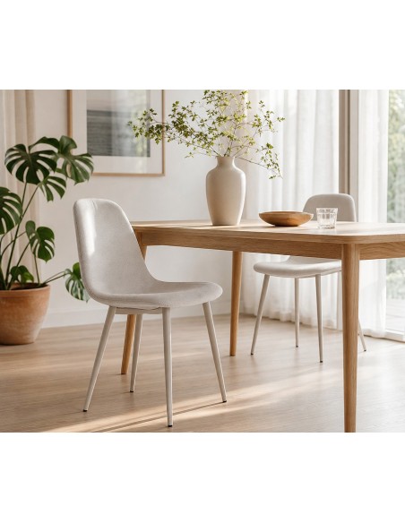 Silla de comedor tapizada beige