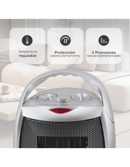 Calefactor Cerámico Giratorio Prata Niaros 1500W Gris