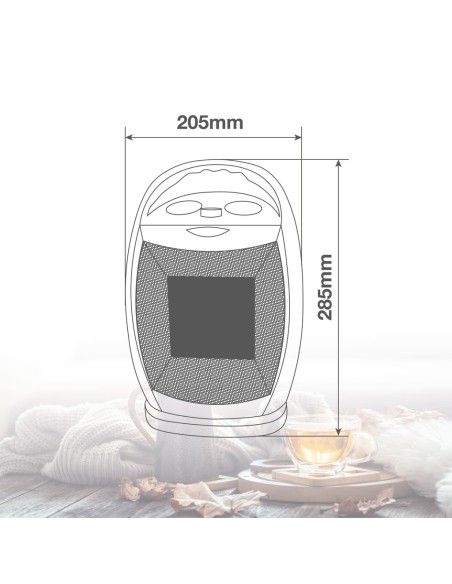 Calefactor Cerámico Giratorio Prata Niaros 1500W Gris