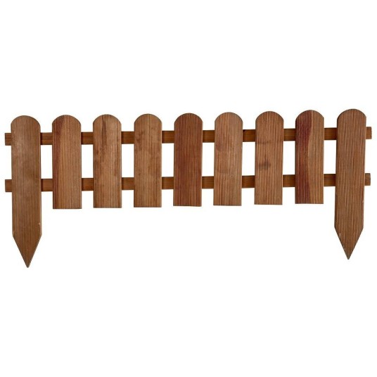Mini valla madera pino silvestre ranurada color nogal 28-45x110 cm