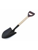Pala de camping Altuna J325, hoja de acero en forma de pico y mango de madera 70 cm