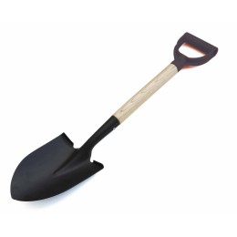 Pala de camping Altuna J325, hoja de acero en forma de pico y mango de madera 70 cm