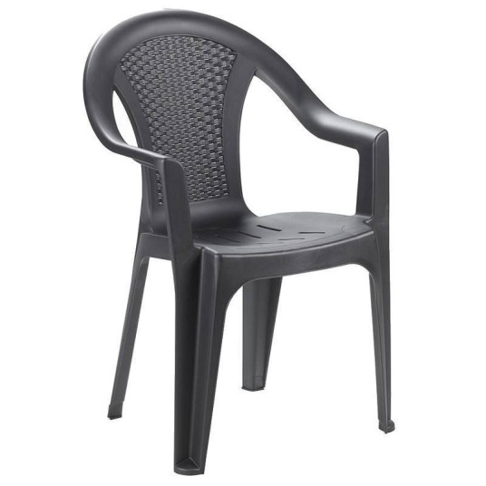 Pack 4 Sillas Ischia de Resina Antracita – Efecto Ratán para Jardín o Terraza
