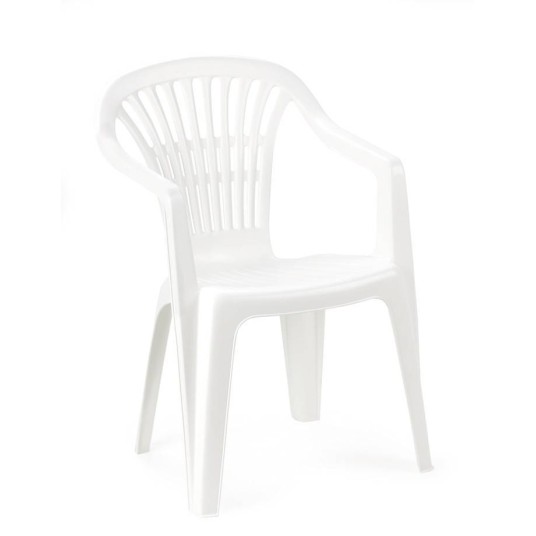 Silla de jardín Scilla apilable blanca en terraza exterior