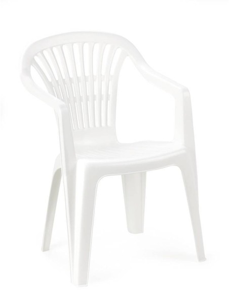 Silla de jardín Scilla apilable blanca en terraza exterior
