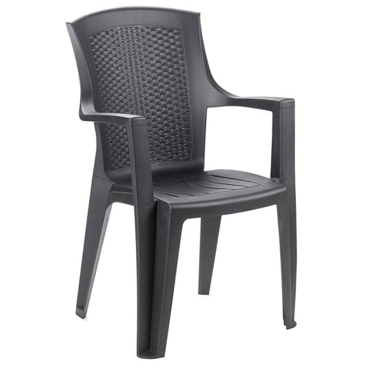 Sillón de Jardín Eden de Resina Efecto Ratán Antracita – Pack de 4 Unidades