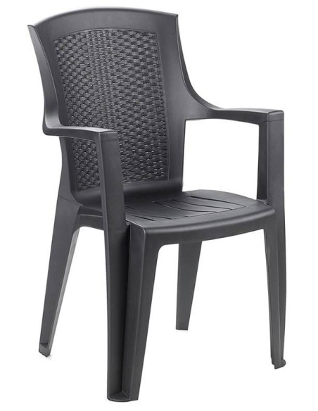 Sillón de Jardín Eden de Resina Efecto Ratán Antracita – Pack de 4 Unidades