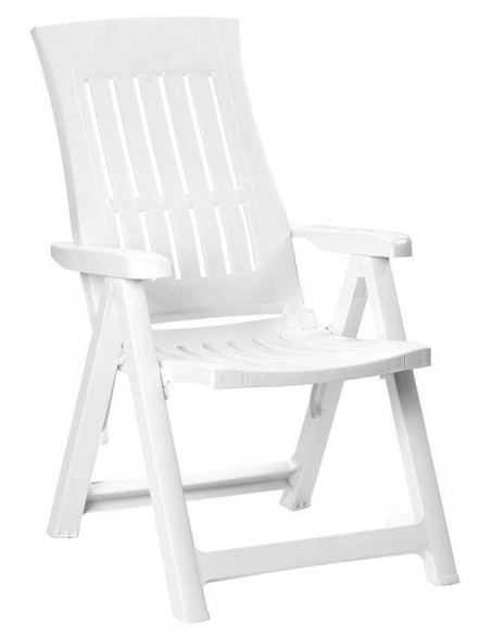 Sillón multiposiciones de resina blanca para jardín o terraza Giada