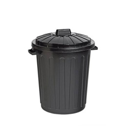 Cubo de comunidad negro 80 litros con tapa hecho de material reciclado