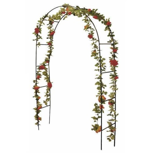 Arco metálico decorativo para rosales y plantas trepadoras en jardín