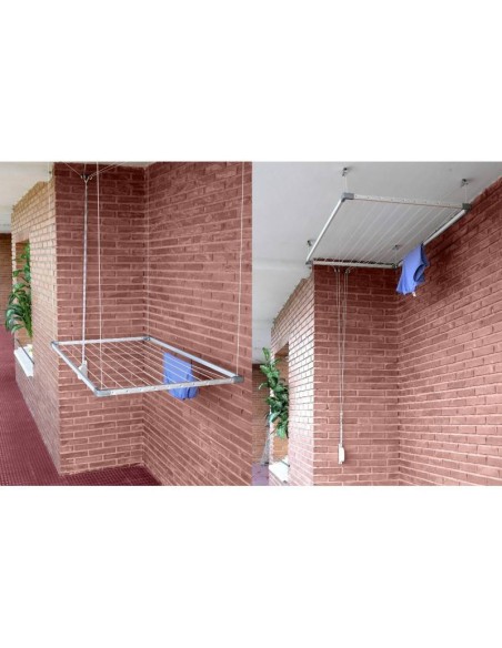 Tendedero de techo extensible alu 10 cuerdas 19 m