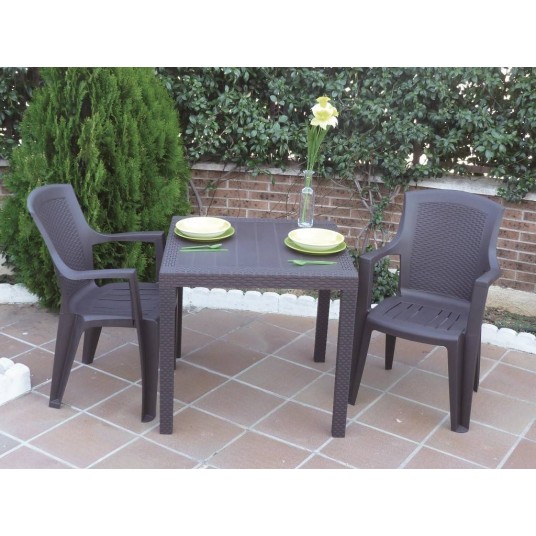 Sillón de Jardín Eden de Resina Efecto Ratán Antracita – Pack de 4 Unidades