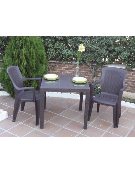 Sillón de Jardín Eden de Resina Efecto Ratán Antracita – Pack de 4 Unidades