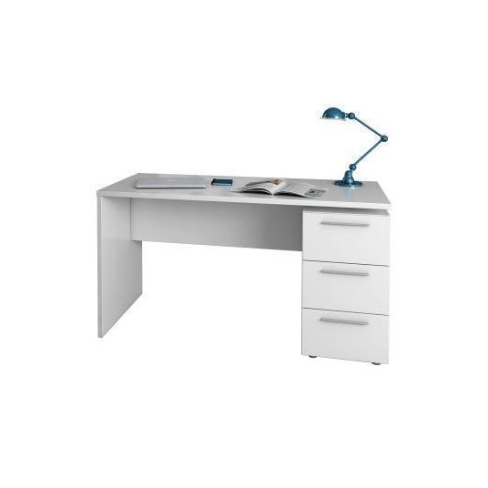 Mesa de despacho blanca Stylus con cajonera reversible de 3 cajones