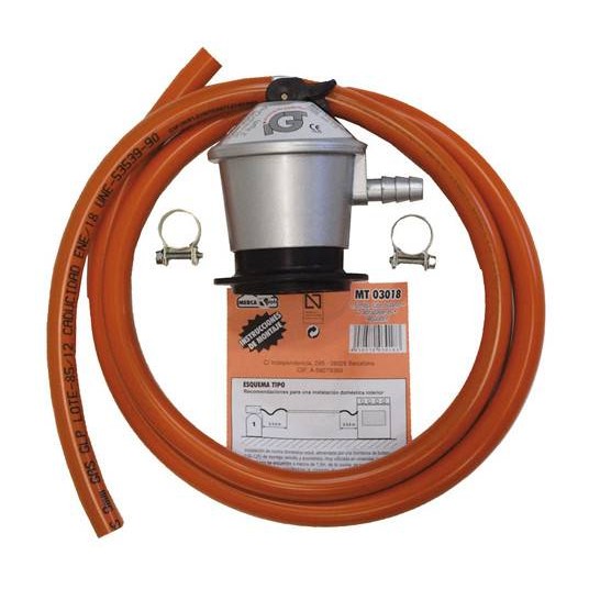 kit regulador de gas doméstico con válvula de seguridad