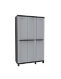 Armario Twist de 3 puertas en resina gris y negro, resistente para terrazas y garajes