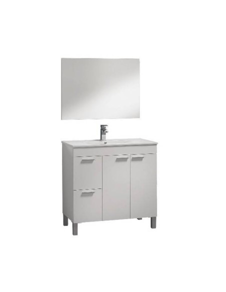 Mueble de baño Aktiva 80 cm Blanco Brillo y espejo