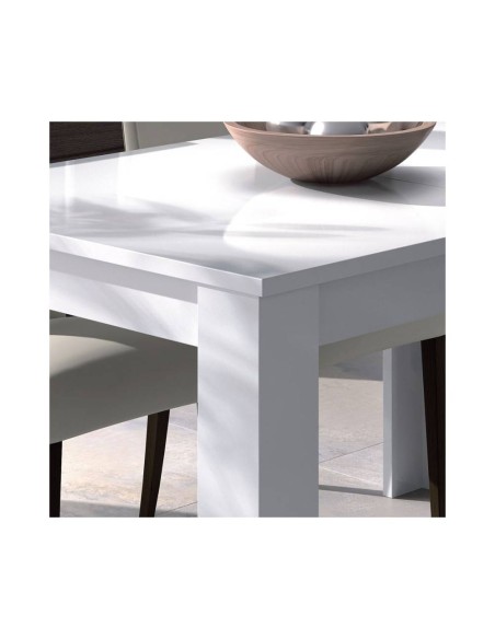 Mesa de Comedor Extensible Blanco Brillo 140–190 cm