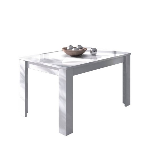 Mesa de comedor extensible blanco brillo 140-190 cm