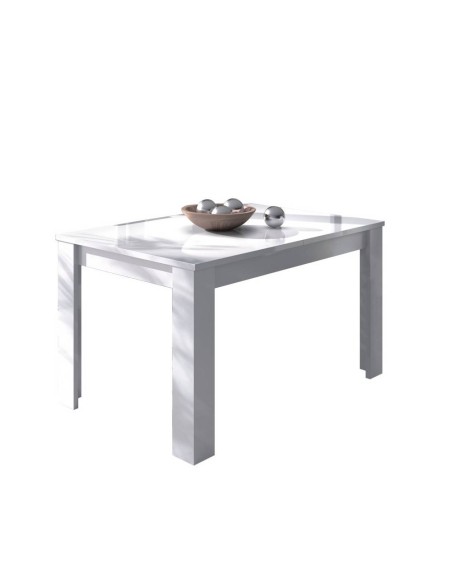 Mesa de comedor extensible blanco brillo 140-190 cm