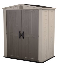 Caseta de jardín Factor 6x3 de resina imitación madera color beige y marrón