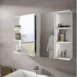 camerino de baño con espejo blanco brillo moderno