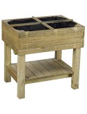 Huerto urbano modelo Paprika de madera con 4 compartimentos y malla geotextil