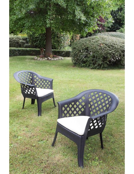 Sillón de Jardín Lario Apilable en Resina Antracita