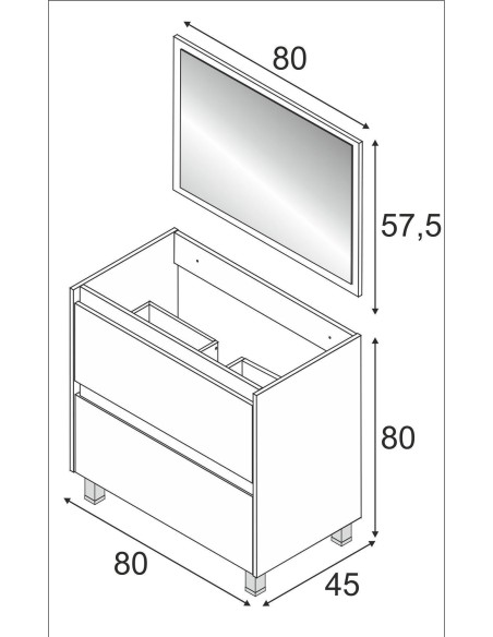 Mueble de baño Dakota en acabado Nordik con lavabo y espejo