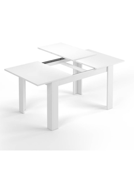 Mesa de Comedor Extensible Blanco Brillo 140–190 cm