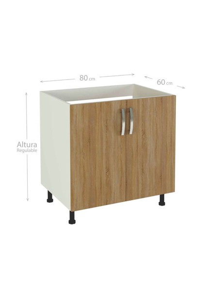 MUEBLE BAJO FREGADERO 2P. ROBLE