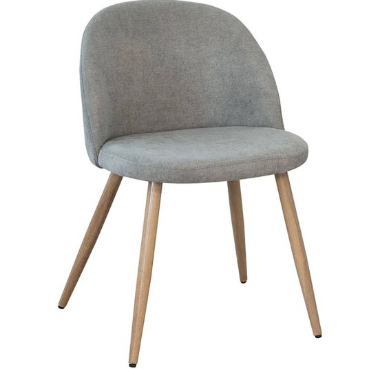 Silla de comedor Gisele tapizada en tela gris