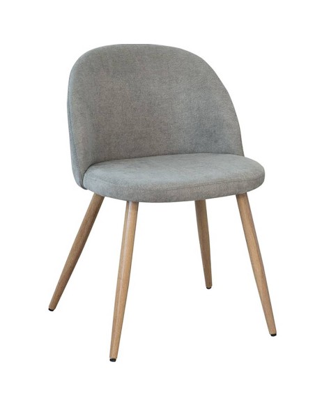 Silla de comedor Gisele tapizada en tela gris