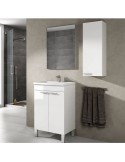 Mueble baño pequeño blanco brillo con lavabo