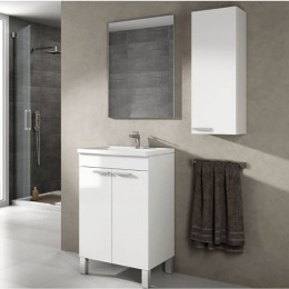 Mueble baño pequeño blanco brillo con lavabo