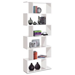 Estantería modular de pared Athena con diseño irregular y acabado blanco brillo.