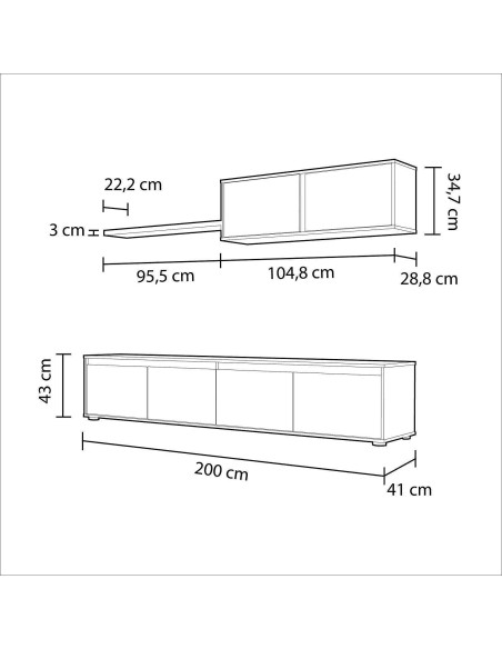 Mueble de TV Alida blanco artik y roble Canadian