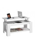 Mesa elevable Ambit blanca con tapa levantada