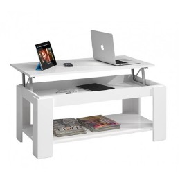 Mesa elevable Ambit blanca con tapa levantada