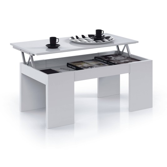 Mesa de centro Flow elevable blanco brillo