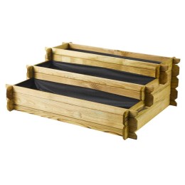 Huerto urbano en escalera Angelic de madera FSC con tres niveles y 217 litros de capacidad.