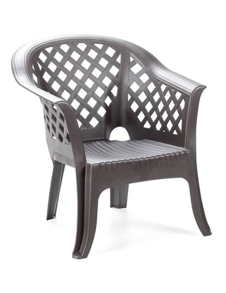 Sillón de Jardín Lario Apilable en Resina Antracita 72x72x76 cm
