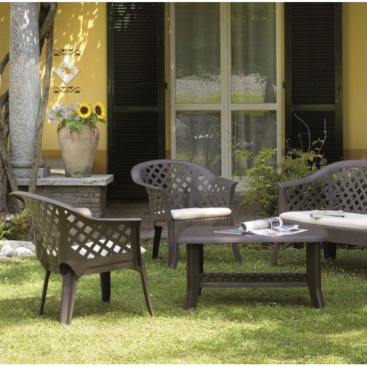 Sillón de Jardín Lario Apilable en Resina Antracita 72x72x76 cm