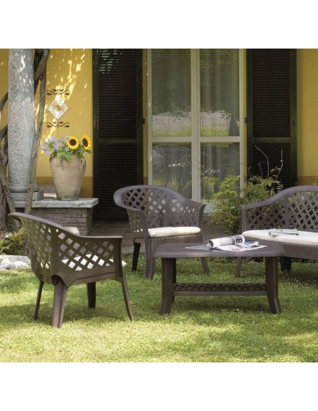 Sillón de Jardín Lario Apilable en Resina Antracita 72x72x76 cm