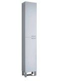 Columna de baño Koncept blanco brillo con 2 puertas y patas cromadas.