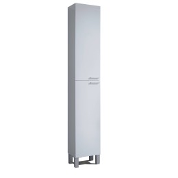 Columna de baño Koncept blanco brillo con 2 puertas y patas cromadas.